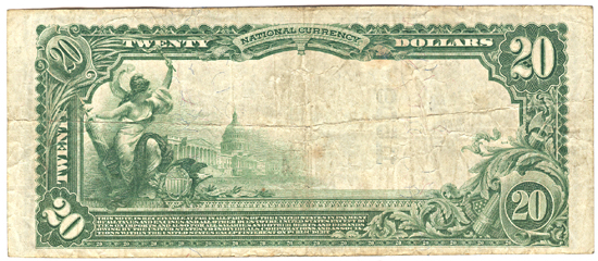 1902 $20.00. Flora, IL Charter# 11509 Blue Seal. F.