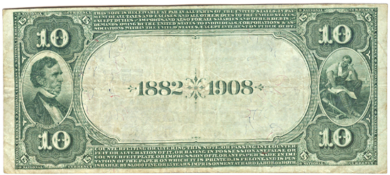 1882 $10.00. Carlyle, IL Charter# 5548 Date Back. VF.