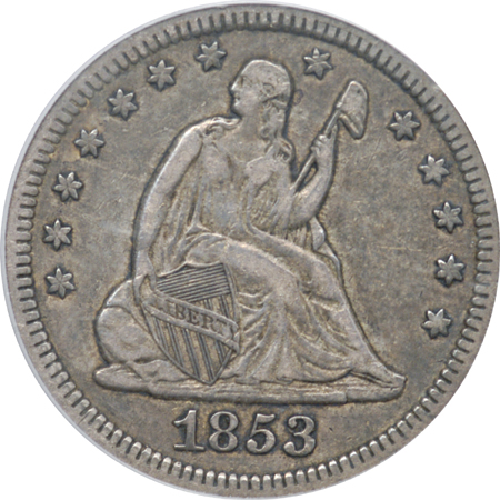 1853 No Arrows. PCGS XF-40.