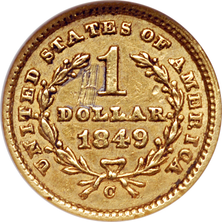 1849-C Closed Wreath. ANACS XF-45 Details Damaged-Bent.