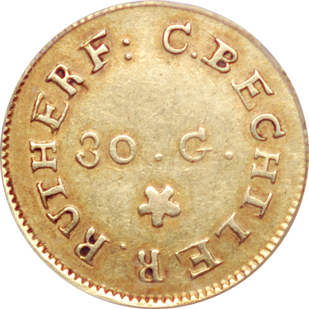 (1831-34) BECHTLER, K-1, R-4. PCGS AU-50.