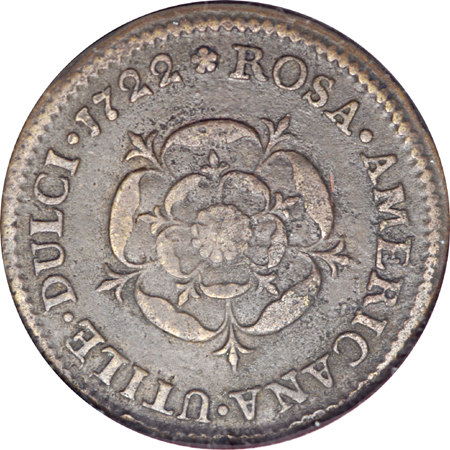 1722 Rosa Americana Penny, 'Utile Dulci', Breen-115. NGC VF-30 Brown.