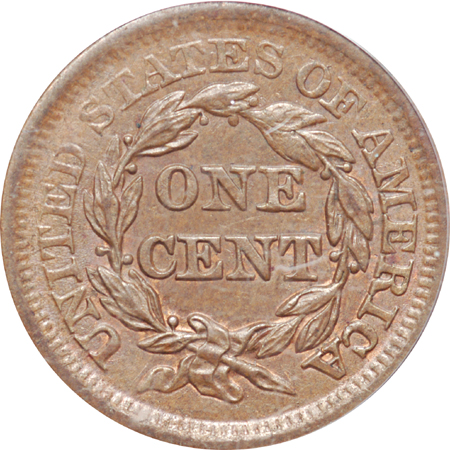 1857 Large Date. PCGS MS-62 Brown.