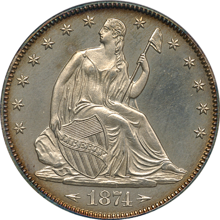 1874 Arrows. PCGS PF-63.