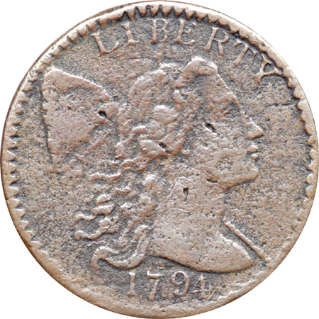 1794 S-63 VF and 1795 S-78 AG Large Cents.