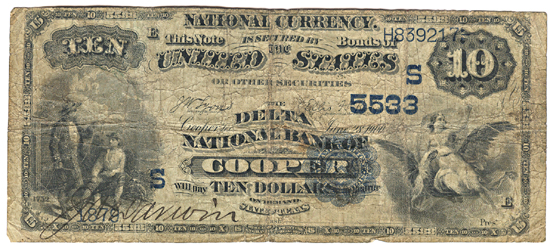 1882 $10.00. Cooper, TX Charter# 5533 Date Back. VG.