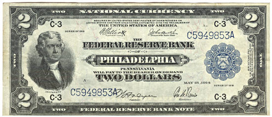 1918 $2.00 Philadelphia.  VF.