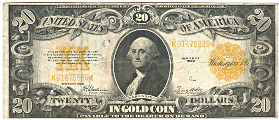 1922 $20.00.  F.