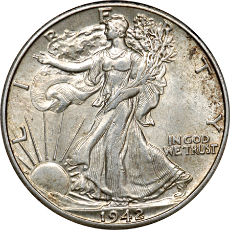 Roll of 1942 Walking Liberty Half Dollars.