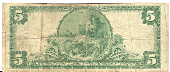 1902 $5.00. Salem, IL Charter# 1715 Blue Seal. VG.