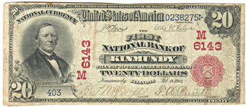 1902 $20.00. Kinmundy, IL Charter# 6143 Red Seal. F.