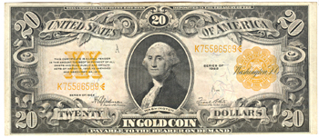 1922 $20.00.  XF.