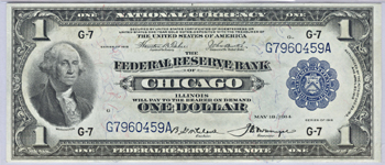 Three 1918 $1.00 Chicago.  PMG AU-58 EPQ.