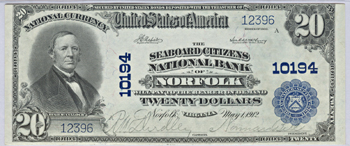 1902 $20.00. Norfolk, VA Charter# 10194 Blue Seal. PMG CHCU-63 EPQ.