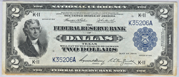 1918 $2.00 Dallas.  PMG AU-53.