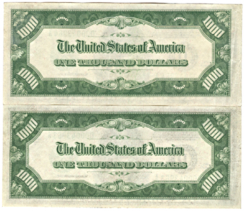 Two 1934-A $1,000.00 Cleveland.  AU.