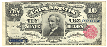 1891 $10.00.  XF.