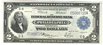 1918 $2.00 Philadelphia.  AU.