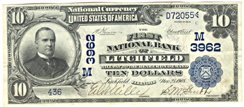1902 $10.00. Litchfield, IL Charter# 3962 Blue Seal Date Back. XF.