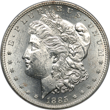 Five Certified Morgan Silver Dollars. S-Mint.