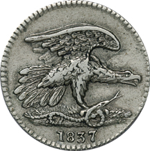 1837 Feuchtwanger Cent Hard Times Token (HT-268, Low 120-4E, R-3) XF-40.