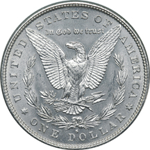 Four Certified Morgan Silver Dollars.