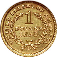 1850-D ANACS AU-50 Details Tooled-Cleaned.