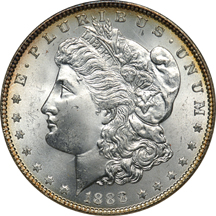 1879-S and 1888. ANACS MS-65.