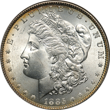 Three 1885 ANACS MS-65.