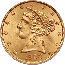 1908 Liberty. PCGS MS-64.