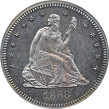 1868 PCGS PF-64.