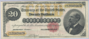 1882 $20.00.  PMG Net VF-25.