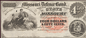 1862 $4.50 Missouri Defense Bond.  CU.