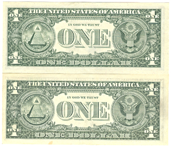 Pair of $1 Error Notes.  1974 AU and 1977-A CU.