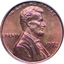 1972 Doubled Die Obverse. PCGS MS-64 RB.