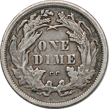 One 1875 and Three 1876 Carson City Seated Liberty Dimes.