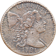 1794 S-63 VF and 1795 S-78 AG Large Cents.