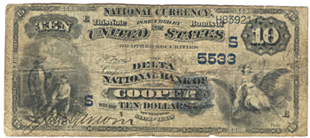 1882 $10.00. Cooper, TX Charter# 5533 Date Back. VG.