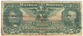 1896 $5.00.  VG.