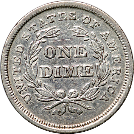 1837 Large Date, No Stars, Seated. XF-45.