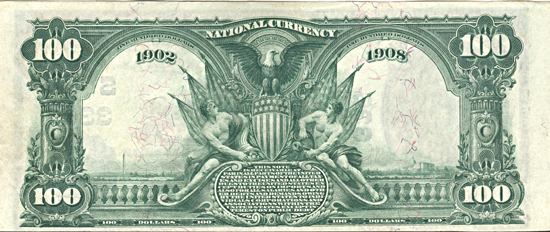 1902 $100.00. Memphis, TN Charter# 336 Blue Seal Date Back. AU.