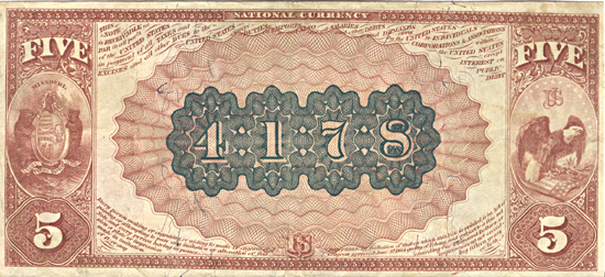 1882 $5.00. St. Louis, MO Charter# 4178 Brown Back. XF.