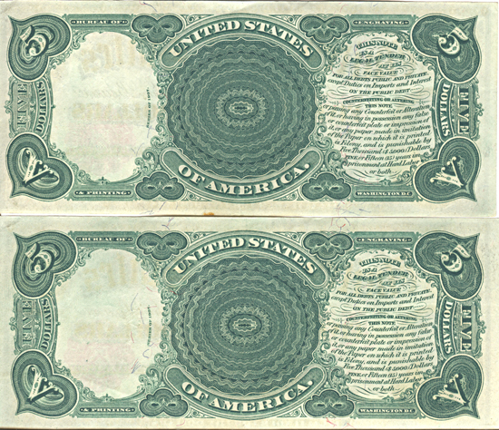 Pair of Sequential 1907 $5.00.  AU.