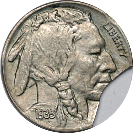 1935 Clip Error Buffalo Nickel. MS-60+