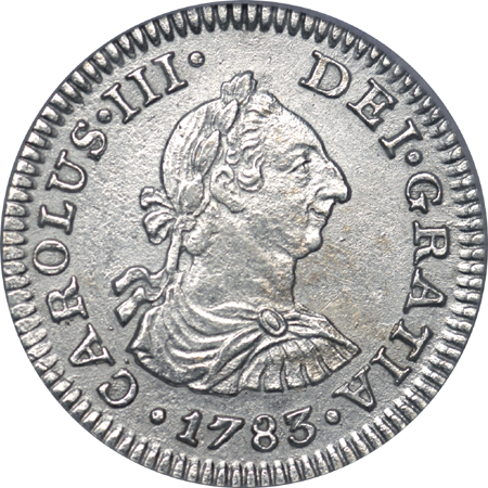 Six 1783 1/2 Reales, El Cazador Treasure. PCGS Prime Select.