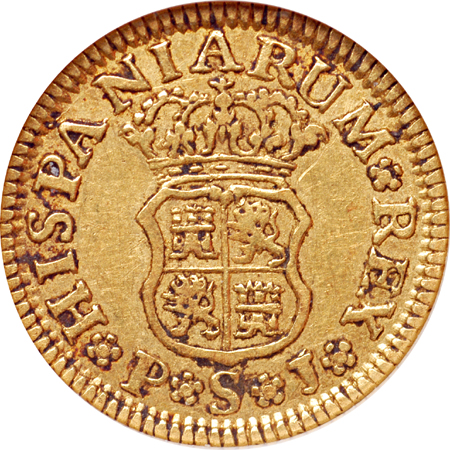 1746-S PJ ½ escudo KM-10.3. ANACS VF-30