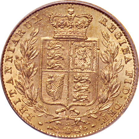 Australia: 1871-S sovereign. PCGS AU-58