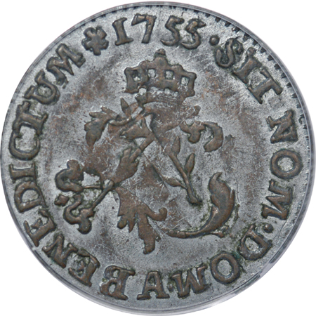 1755-A (Paris Mint) Sous Marques, Breen 411, R-2. PCGS AU-58.