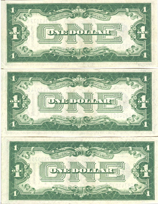 Three Sequential 1928 A Changeover Pair $1.00.  CU.