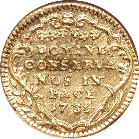 Switzerland: 1736 (Zurich) gold ½ Ducat NGC MS-64.